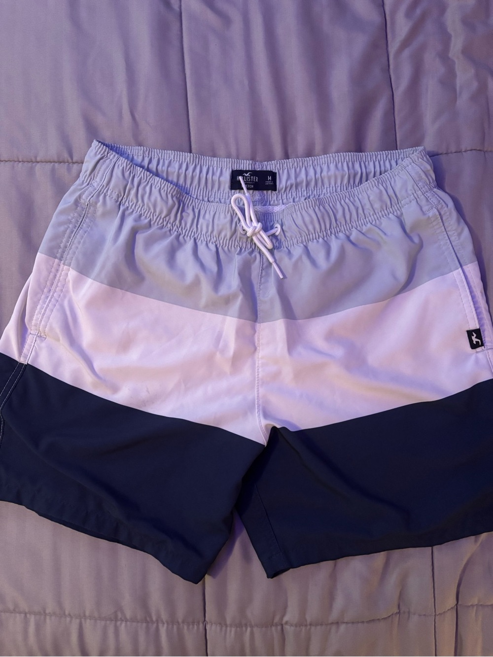 Hollister Men’s Bathing Suit Size Medium Colorblock Navy Blue